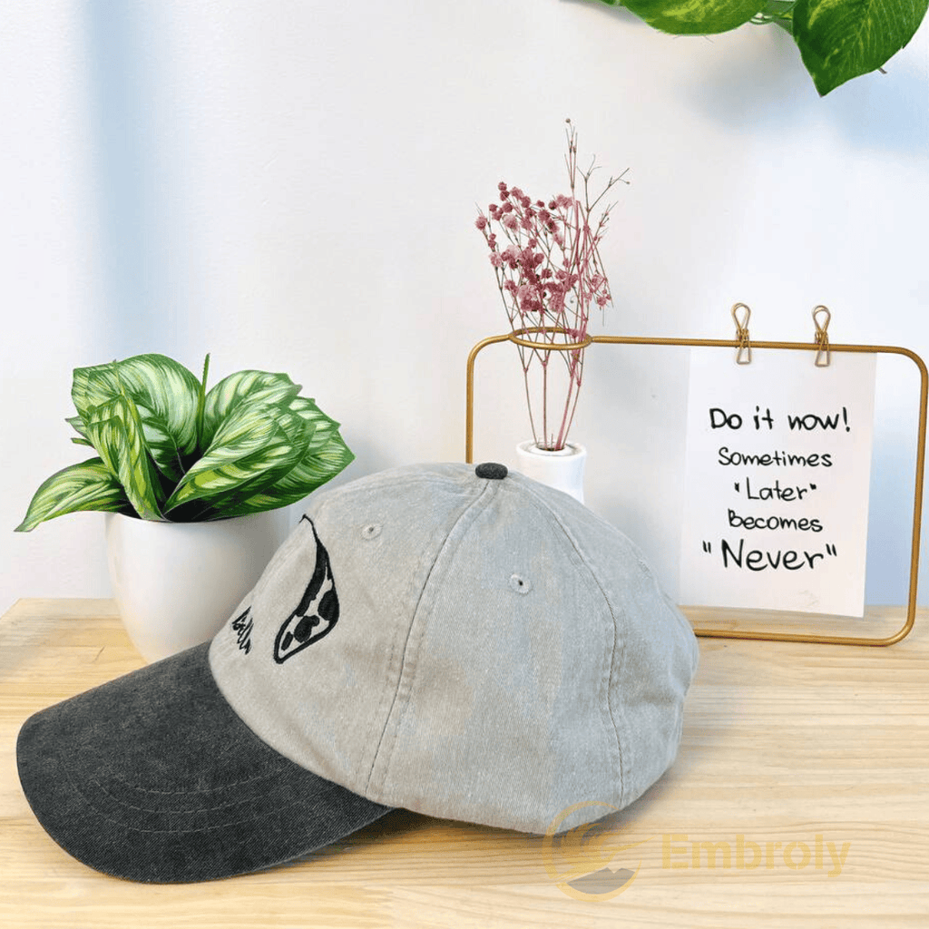Custom Embroidered Pet Ears With Name Dyed Hat, Personalized With Name Or Icon Under Photo