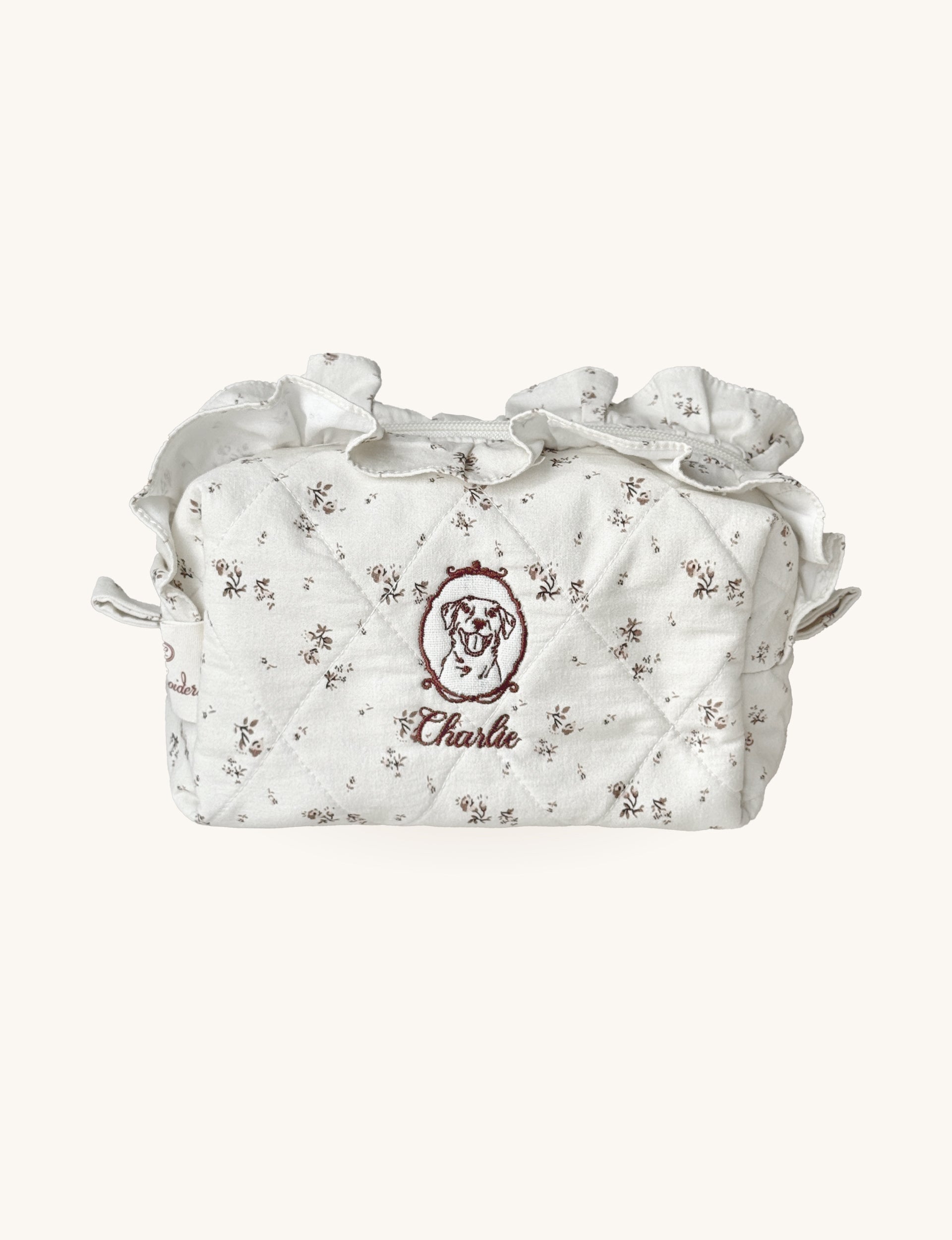 Makeup Pouch - Vintage Bloom - Custom Pet Image