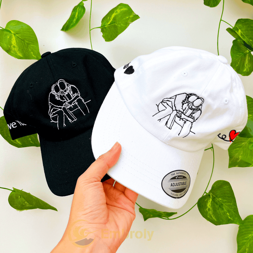 Custom Matching Couple Hat Embroidery From Photo, Personalized With Name On Side