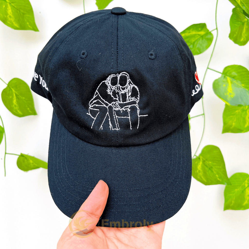 Custom Matching Couple Hat Embroidery From Photo, Personalized With Name On Side