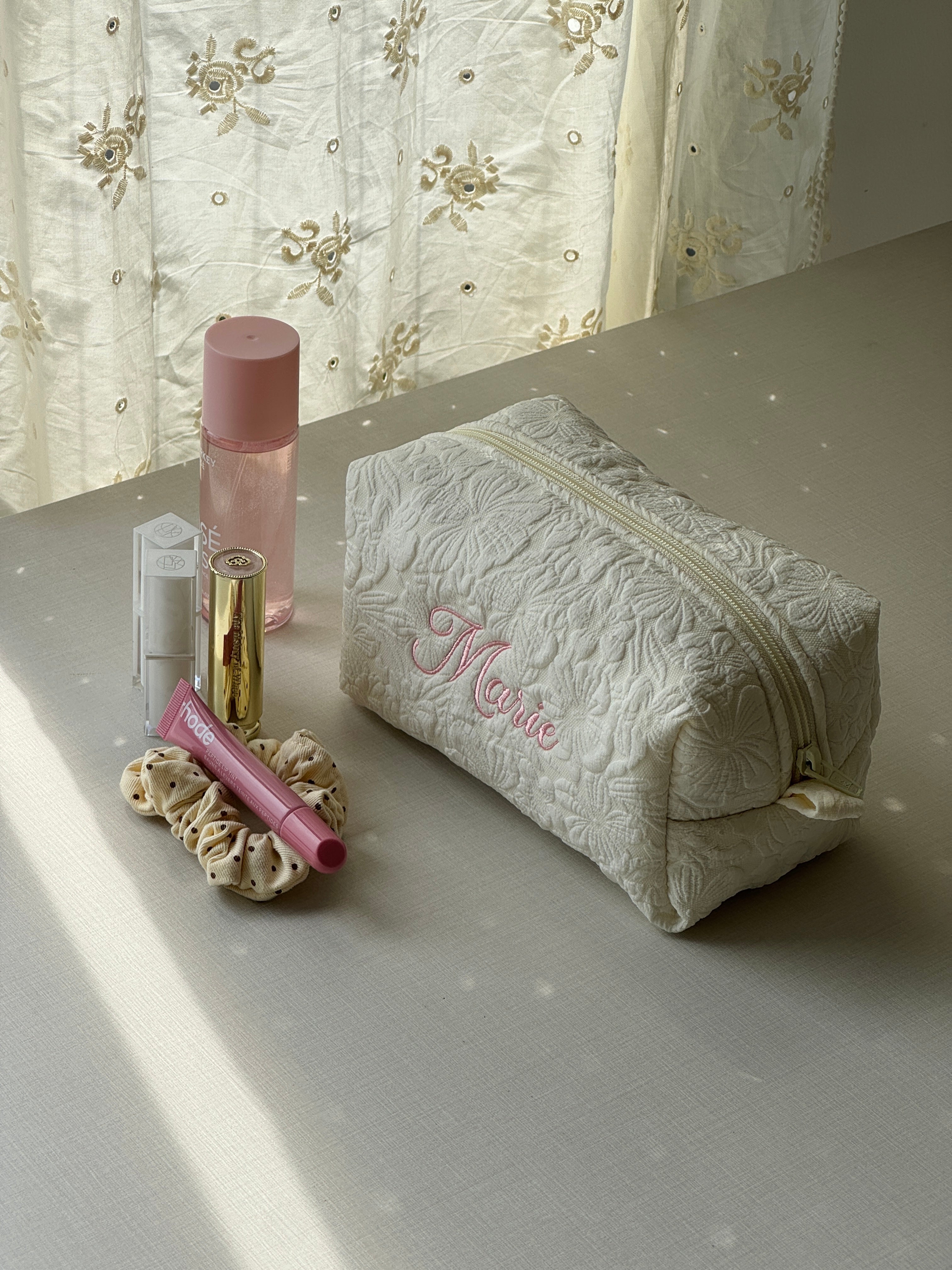 Makeup Pouch - White Garden