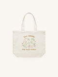 Personalized Cream Tote Bag with Vegetable Embroidery - 16.5x12.5 inches