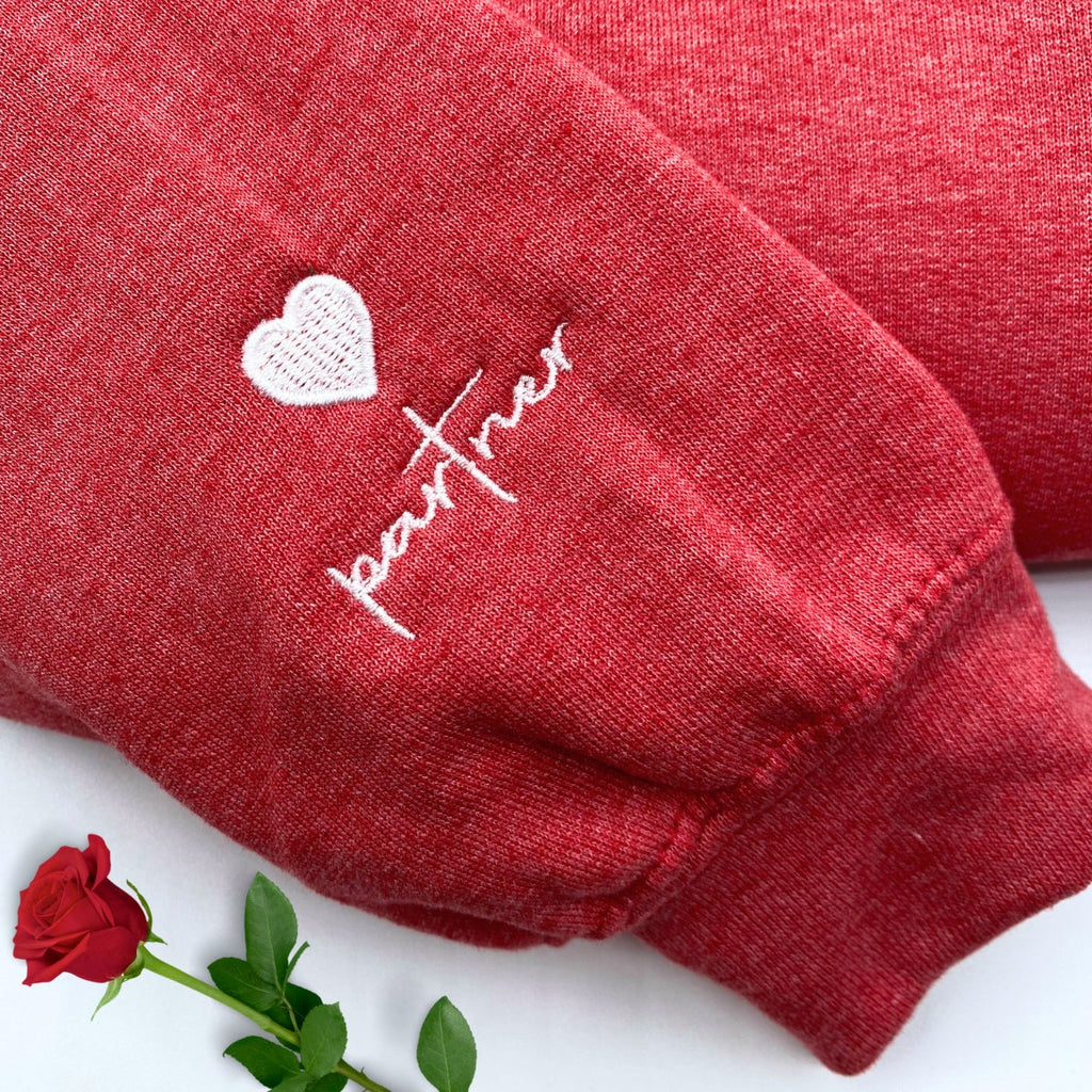 Custom Embroidered Initial Heart Sweatshirt or Hoodie, Personalized Couple Gift, Wedding & Valentine’s Day Gift