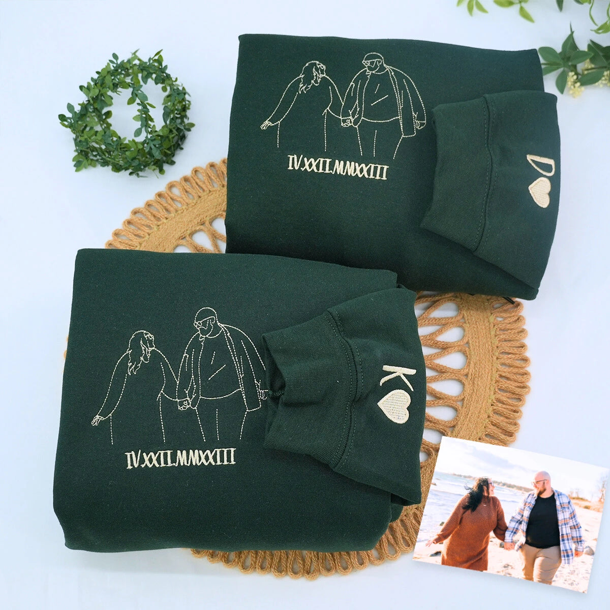 Custom Photo on Hoodie, Outline Photo Sweatshirt Embroidered