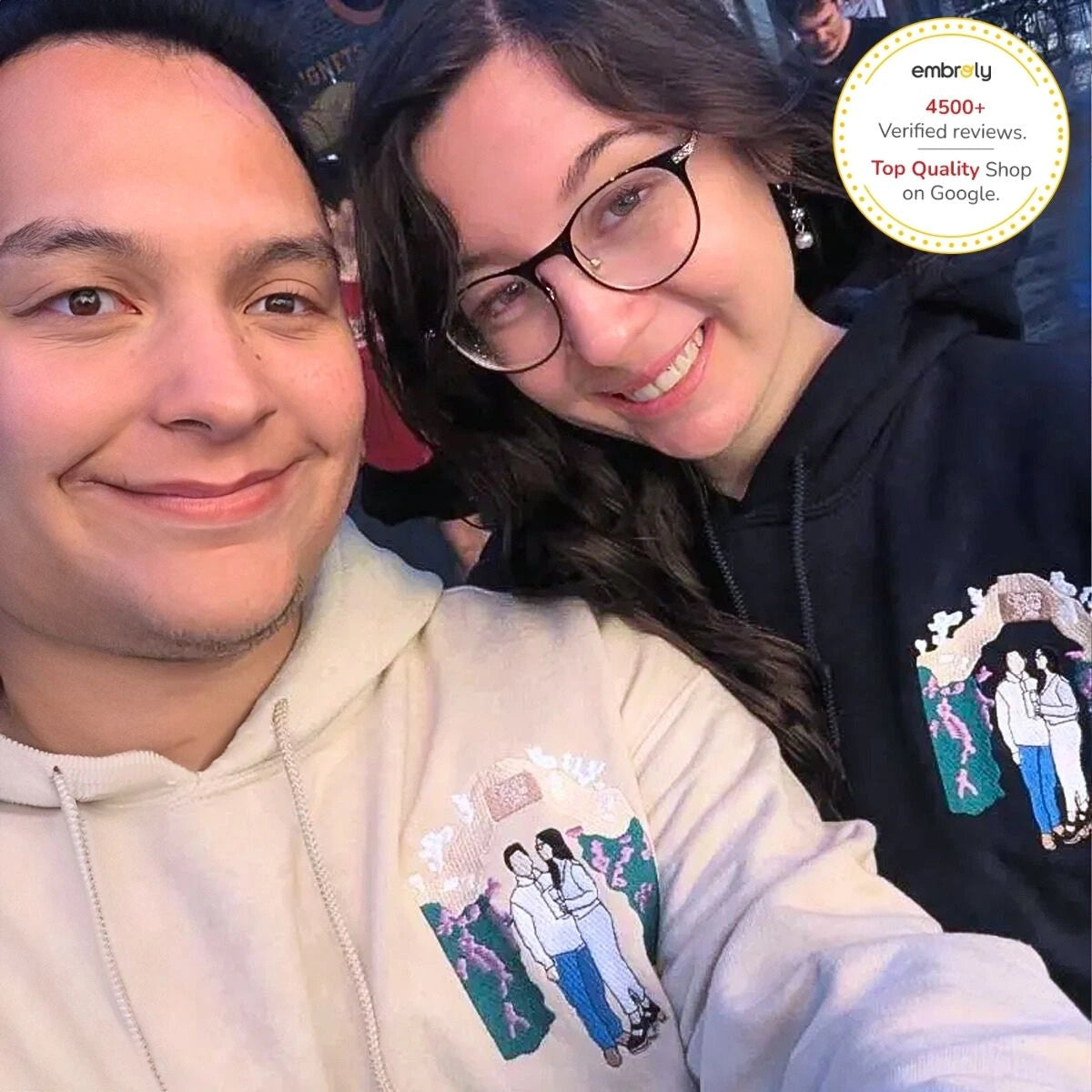 Custom Embroidered I Love My Girlfriend Boyfriend Sweatshirt or Hoodie with Portrait Photo, Gift for Boyfriend