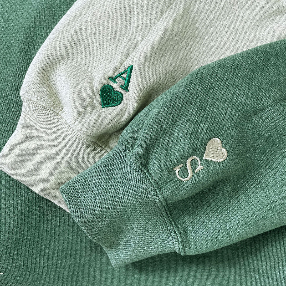 Custom Embroidered Initial Heart Sweatshirt or Hoodie, Personalized Couple Gift, Wedding & Valentine’s Day Gift
