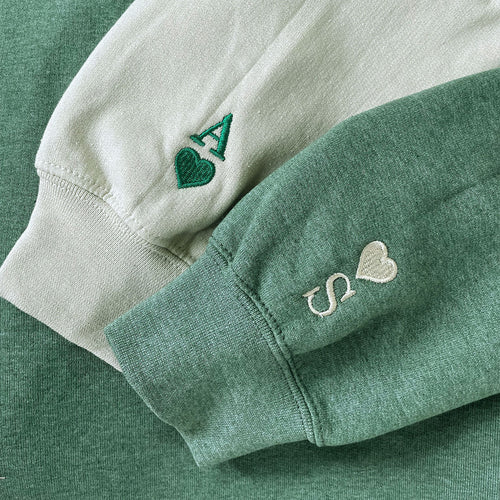 Custom Embroidered Initial Heart Sweatshirt or Hoodie, Personalized Couple Gift, Wedding & Valentine’s Day Gift