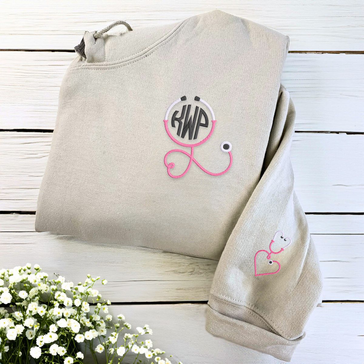 Monogrammed Nurses Quarter Zip Sweatshirt or Hoodie, Embroidered Gift for Nurse, Hospital Staff or Graduation