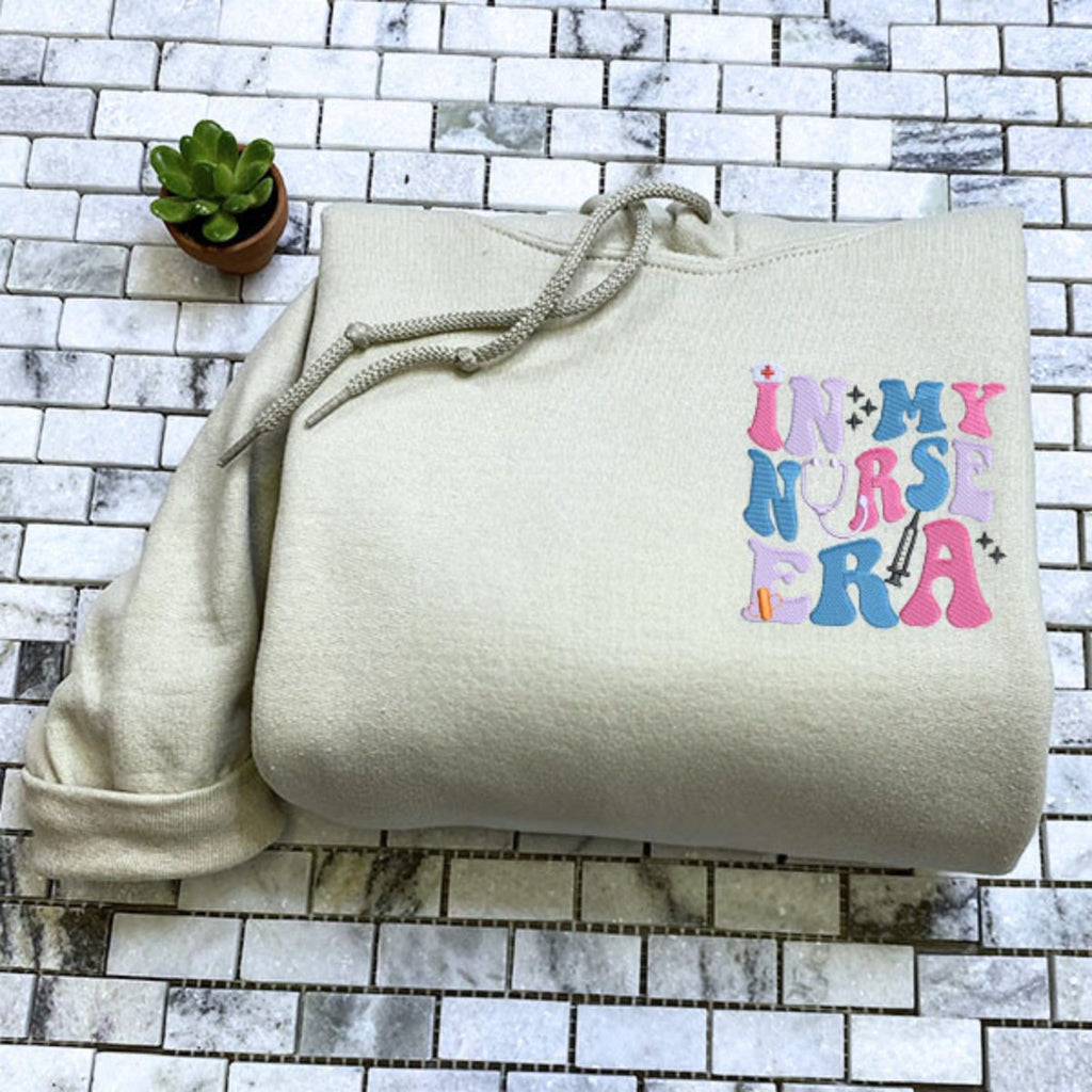 In My Nurse Era Zip Sweatshirt or Hoodie, Personalized Embroidered Gift For Nurse