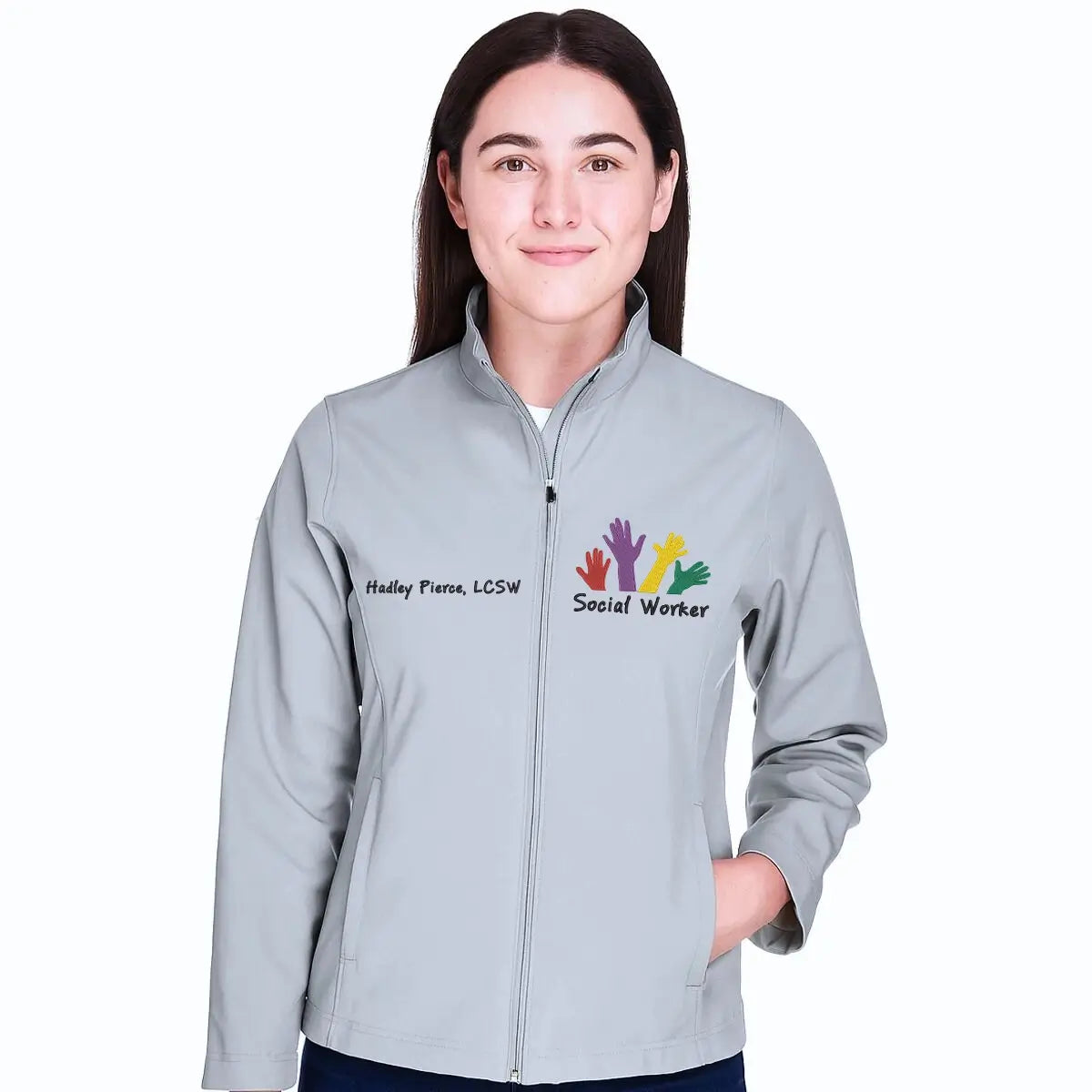 Personalized Social Worker Jacket with Name & Title – Embroidered Gift for MSWs & LCSWs