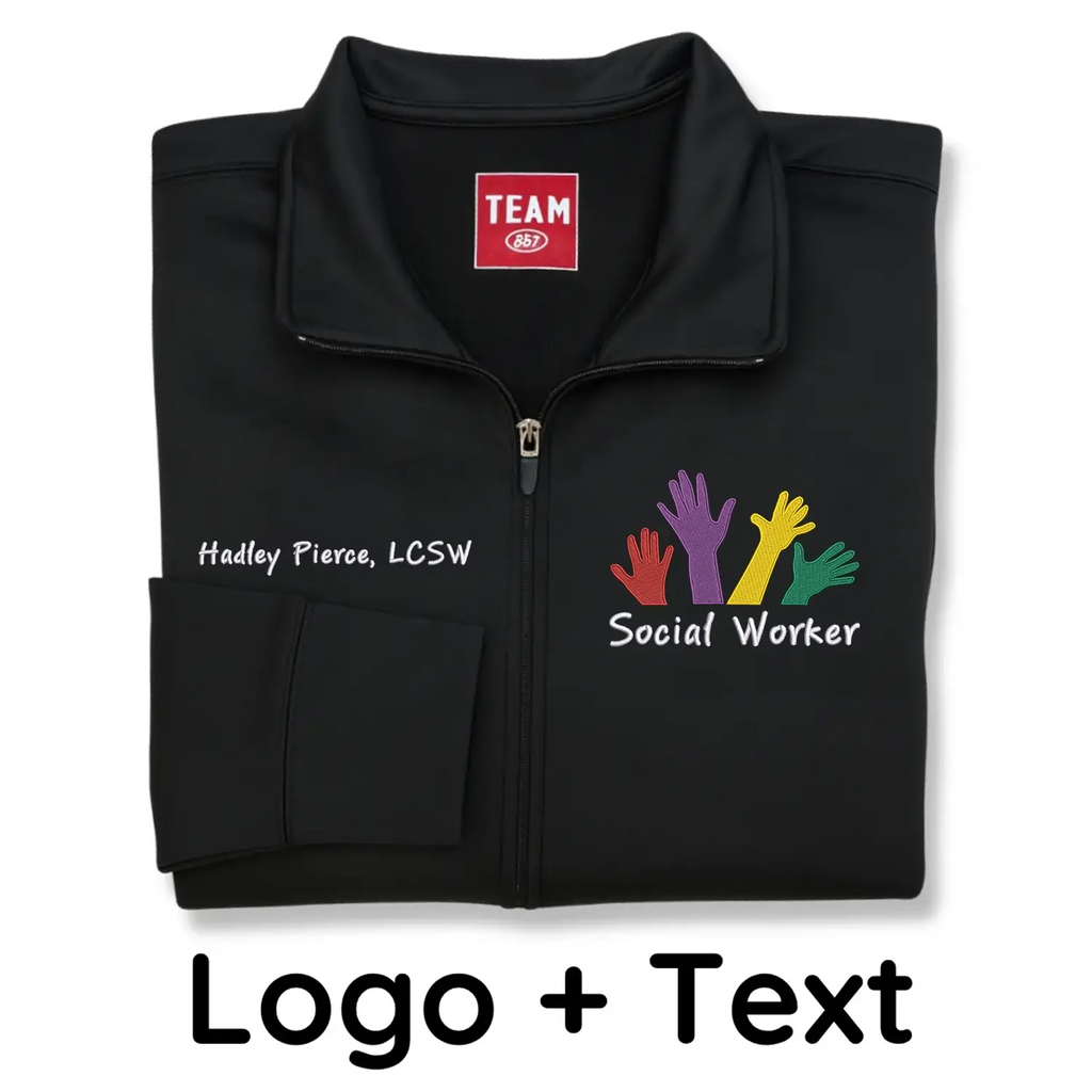 Personalized Social Worker Jacket with Name & Title – Embroidered Gift for MSWs & LCSWs
