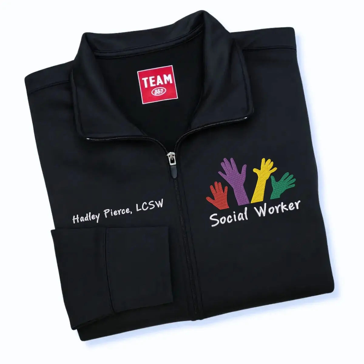 Personalized Social Worker Jacket with Name & Title – Embroidered Gift for MSWs & LCSWs