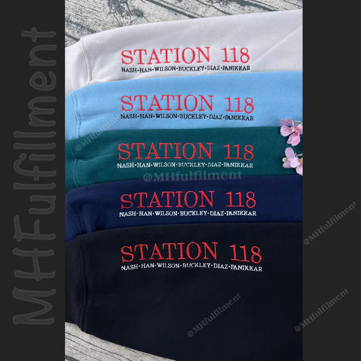Embroidered 9-1-1 TV Show Fire Department Crewneck Sweatshirt, Cozy Unisex Apparel, Station 118, Los Angeles Firefighter Gift