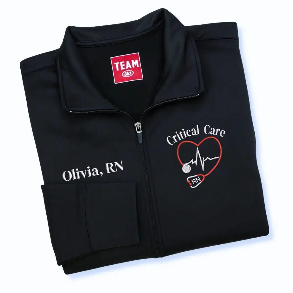 Personalized Critical Care Nurse Jacket with Name - Embroidered Gift Idea for Critical Care Nurses