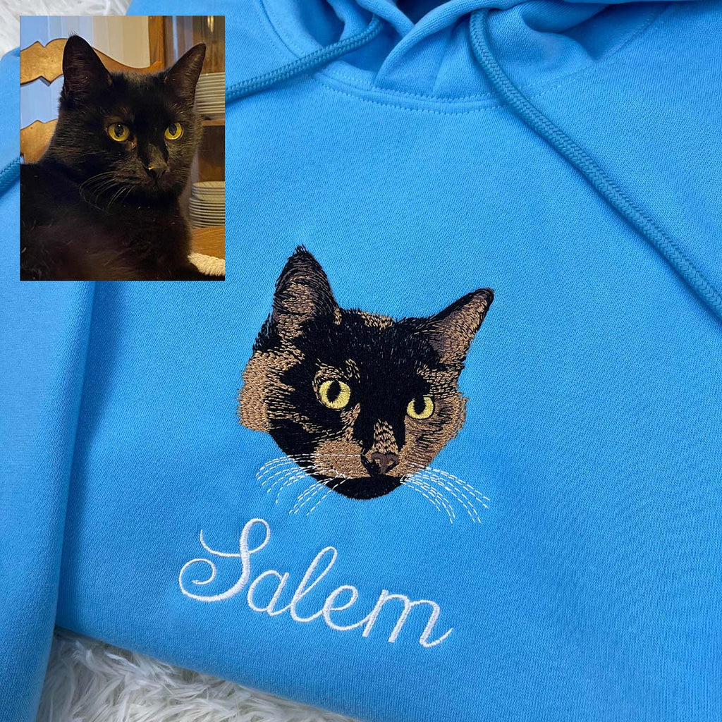 Custom Cat Embroidery Sweatshirt – Personalized Feline Gift