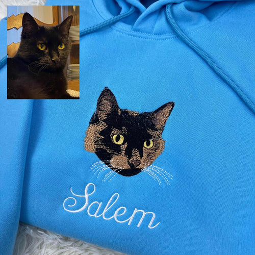 Custom Cat Embroidery Sweatshirt – Personalized Feline Gift