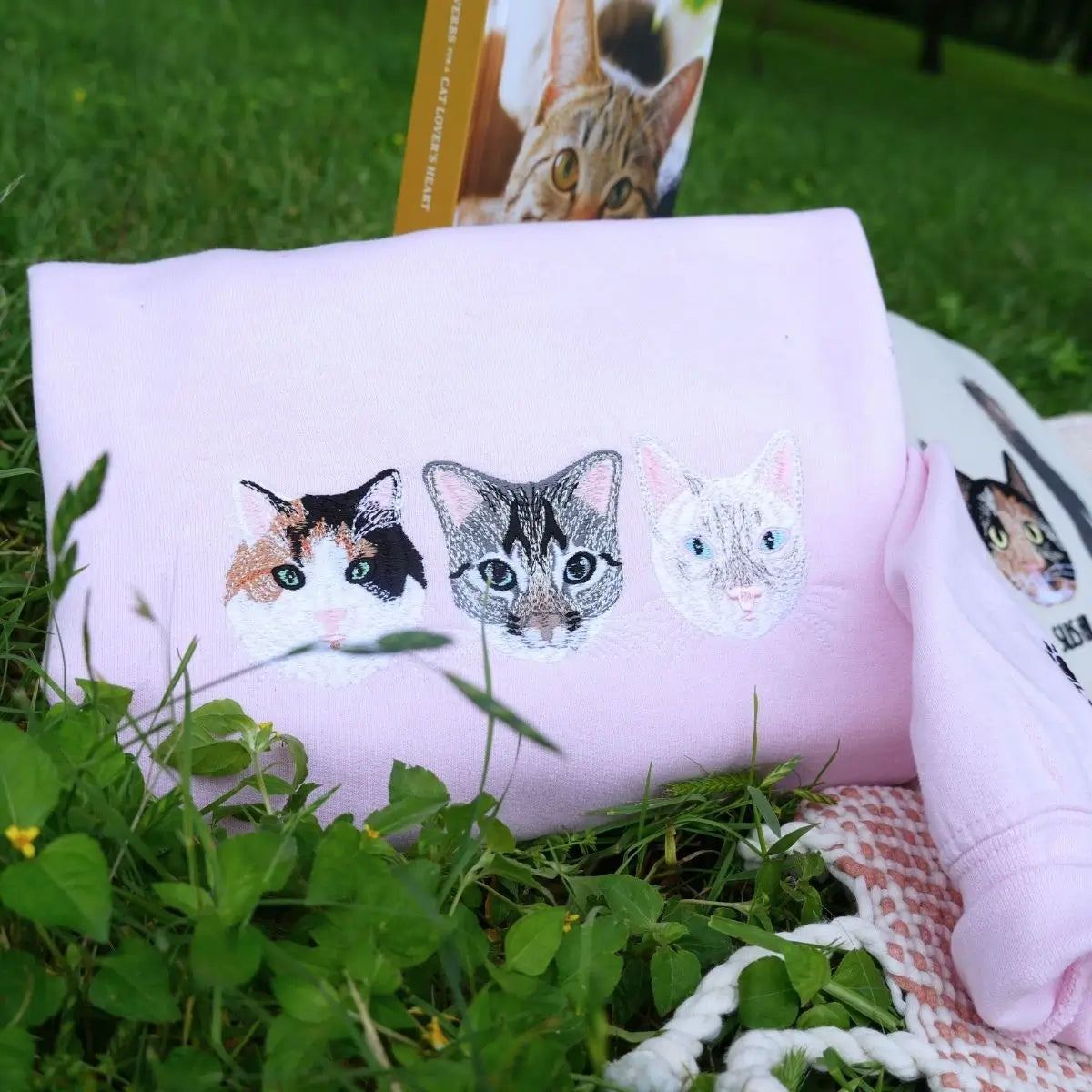 Custom Embroidered Zip Up Hoodie with Pet Photo Portrait / Quarter Zip Sweatshirt