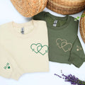Custom Embroidered Sweatshirt or Hoodie with Heart Initials and Roman Numerals, His and Hers Gifts