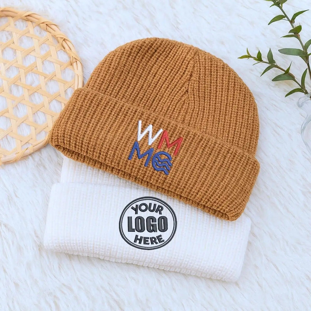 Custom Embroidered Beanie Logo Text Hat, Text Knit Hat, Winter Hat, Womens Beanie