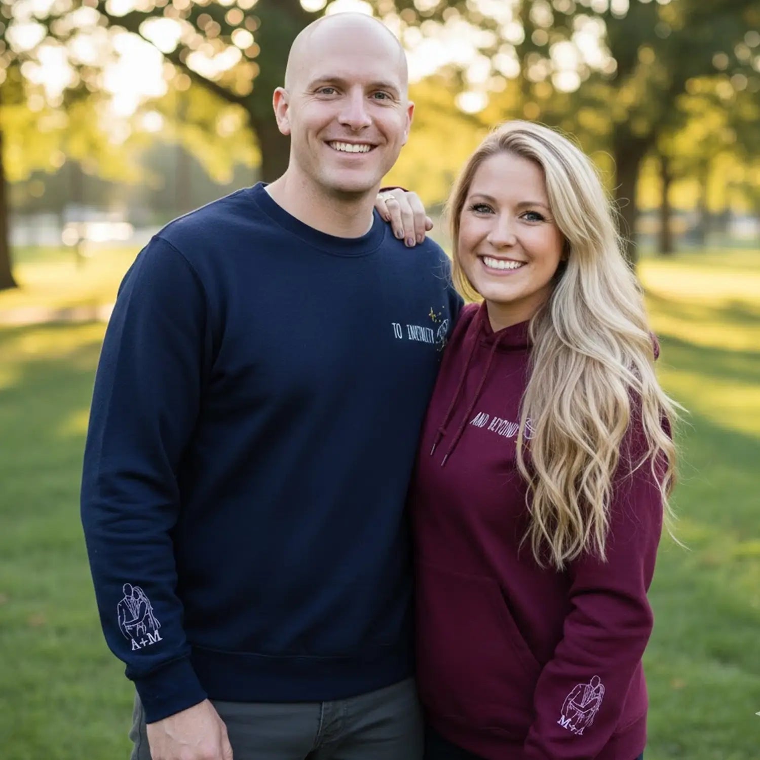 Custom Embroidered To Infinity and Beyond Sweatshirt or Hoodie with Portrait, First Wedding Anniversary Gift