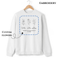 Custom Embroidered Flower Shirt, Personalized Birth Month or Favorite Flower Design