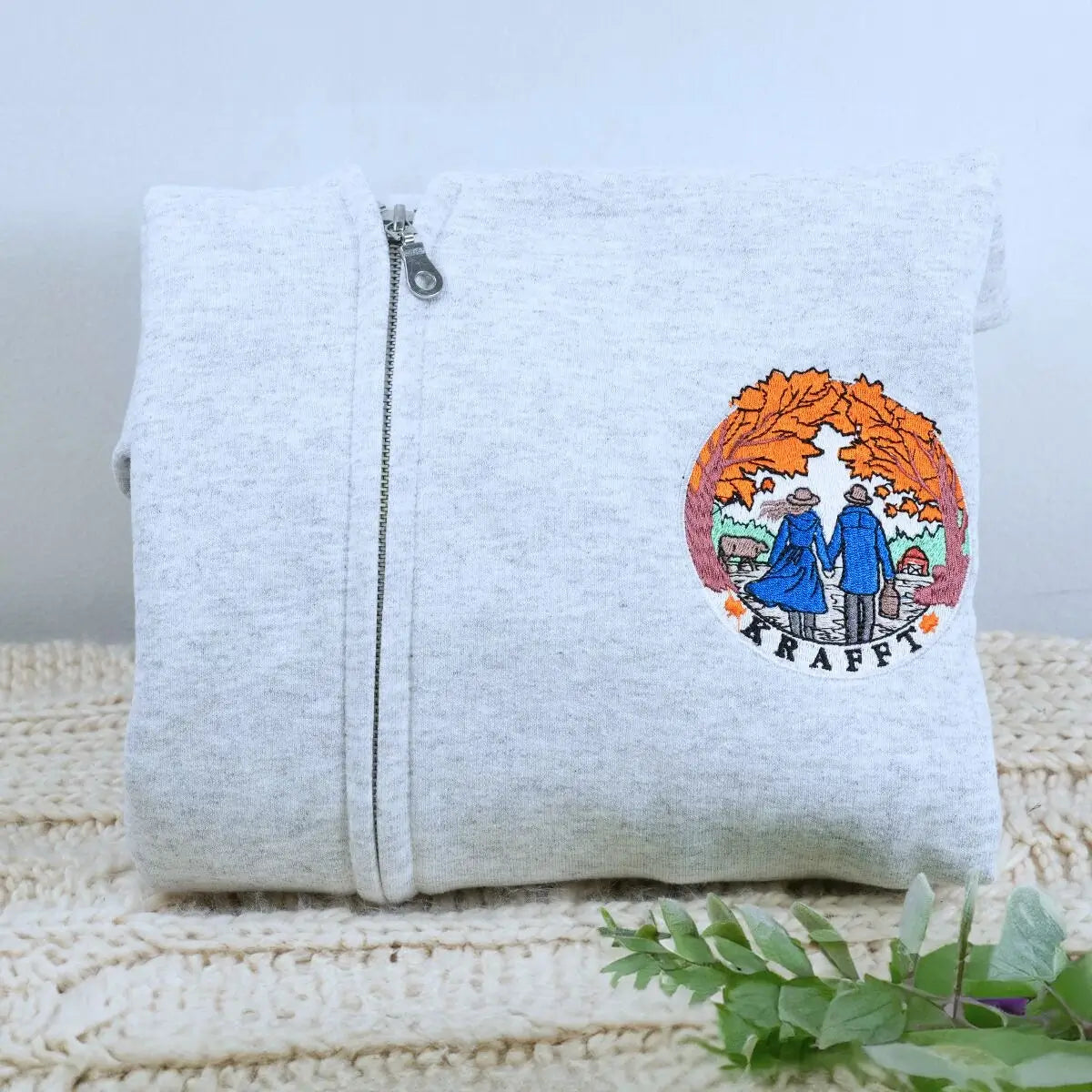 Custom Embroidered Logo Text Zip Up Hoodie