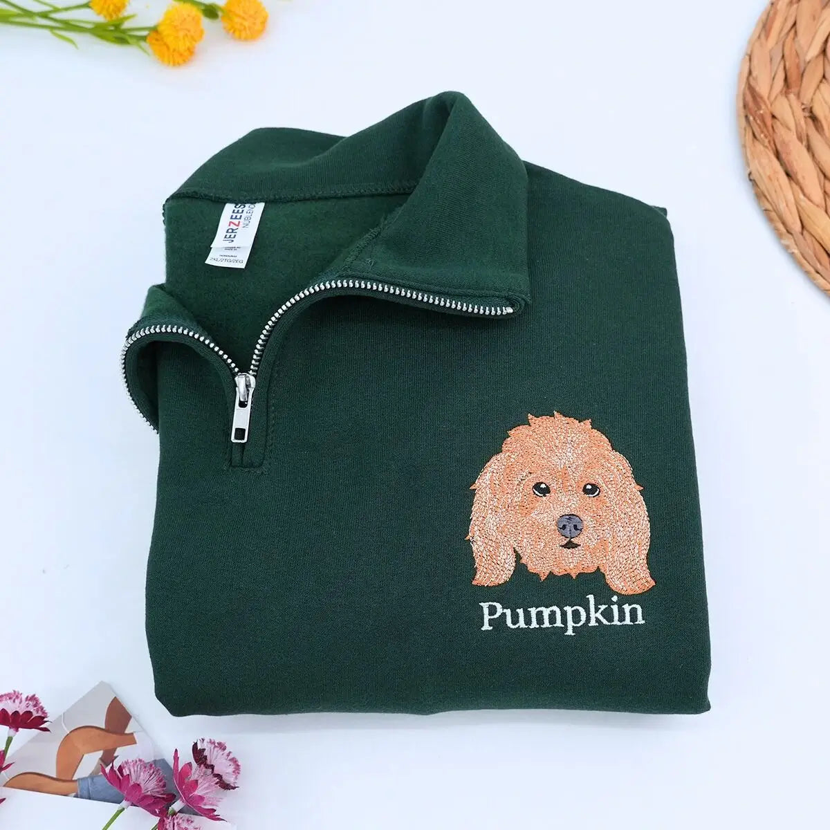 Custom Embroidered Logo Text Zip Up Hoodie