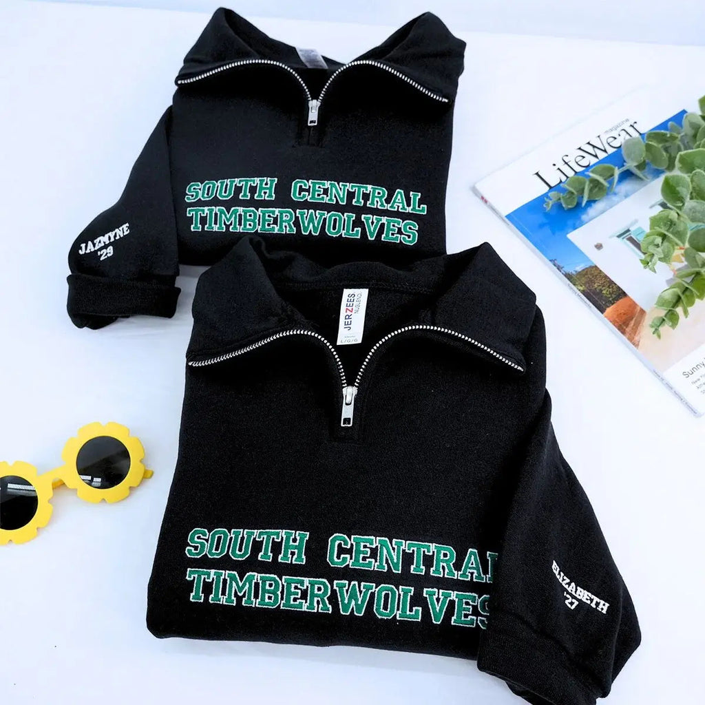 Custom Embroidered Logo Text Zip Up Hoodie