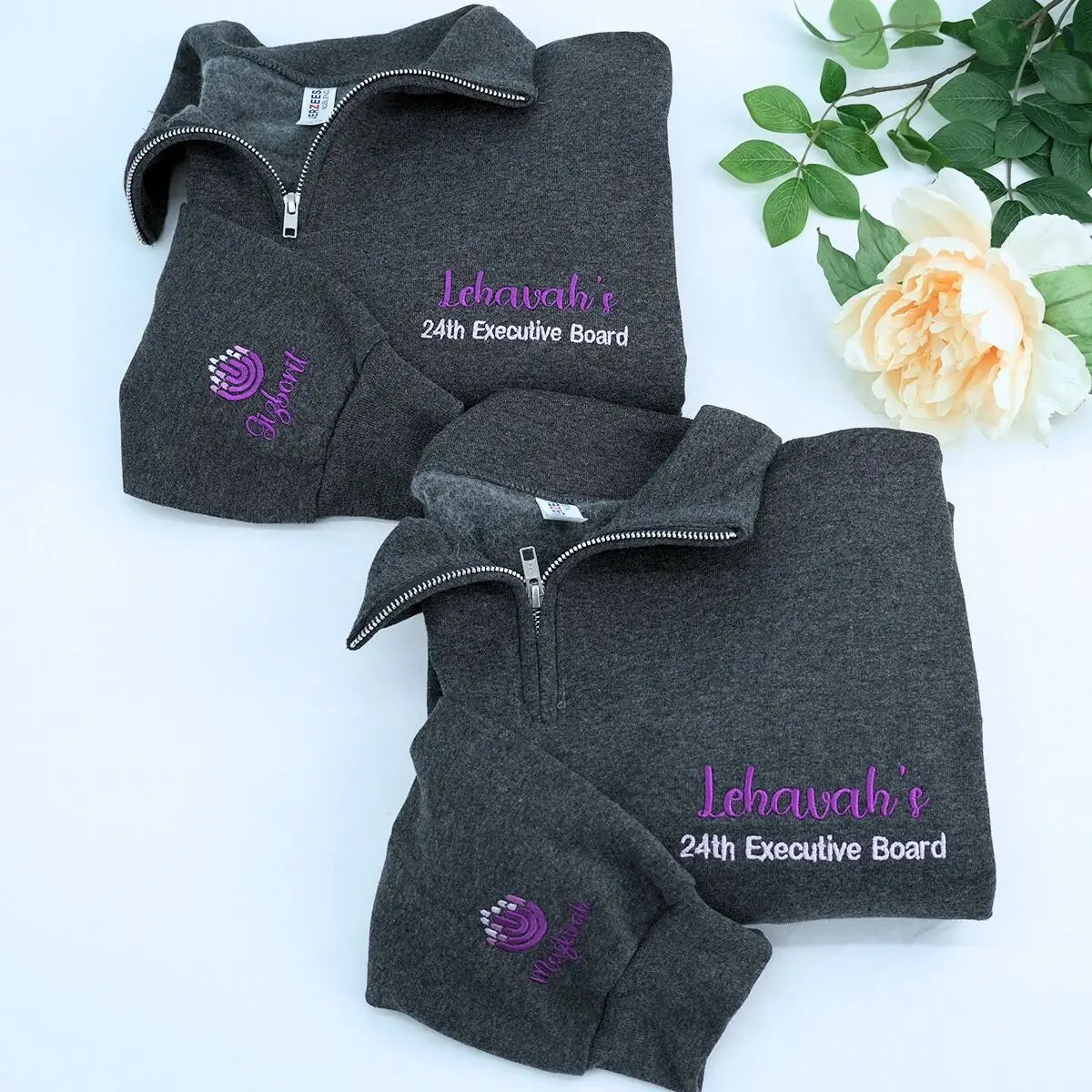 Custom Embroidered Logo Text Zip Up Hoodie
