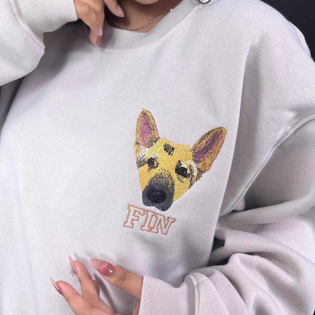 Custom Embroidered Pet Portrait Sweatshirt
