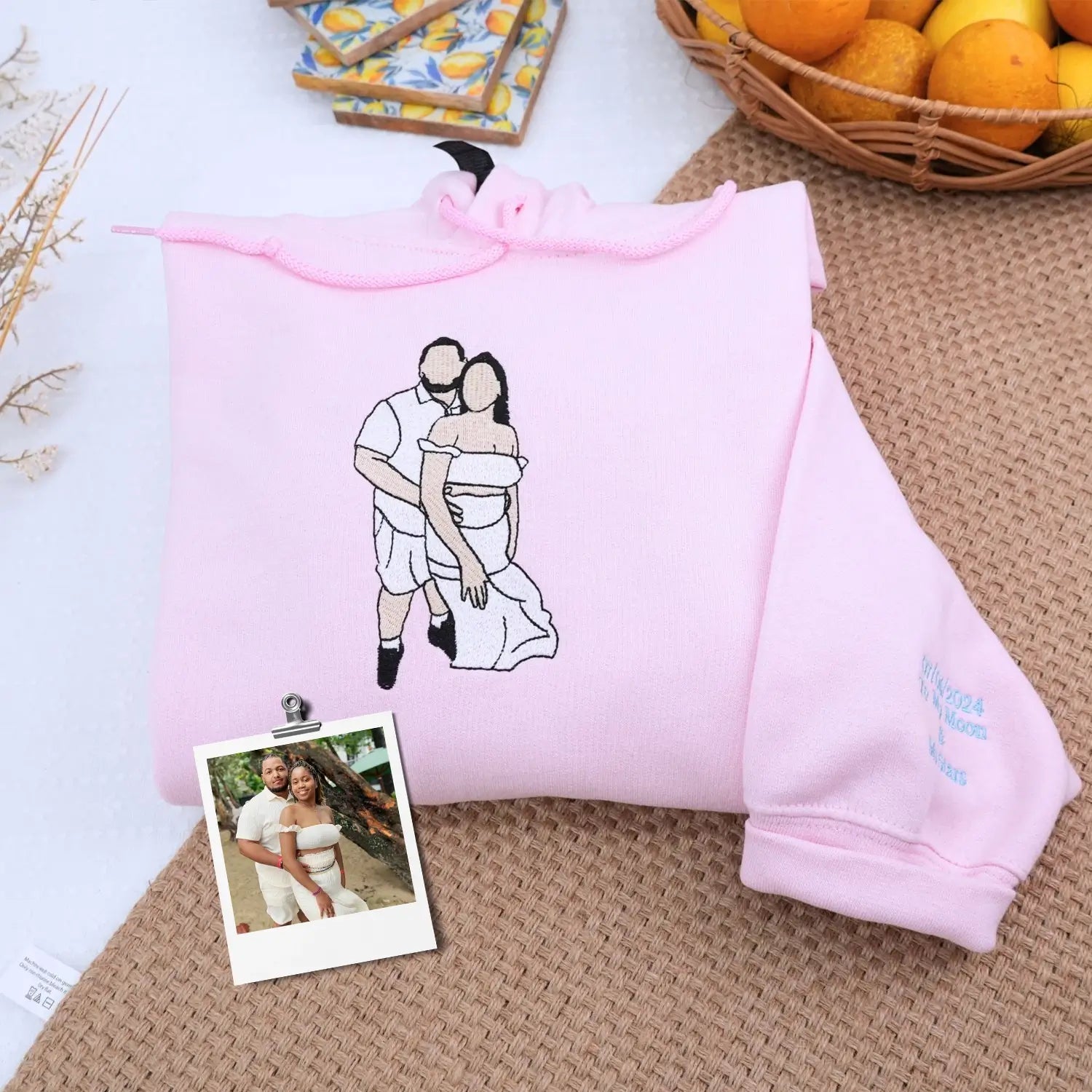Custom Embroidered I Love My Girlfriend Boyfriend Sweatshirt or Hoodie with Portrait Photo, Gift for Boyfriend