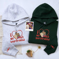 Custom Embroidered I Love My Girlfriend Boyfriend Sweatshirt or Hoodie with Portrait Photo, Gift for Boyfriend
