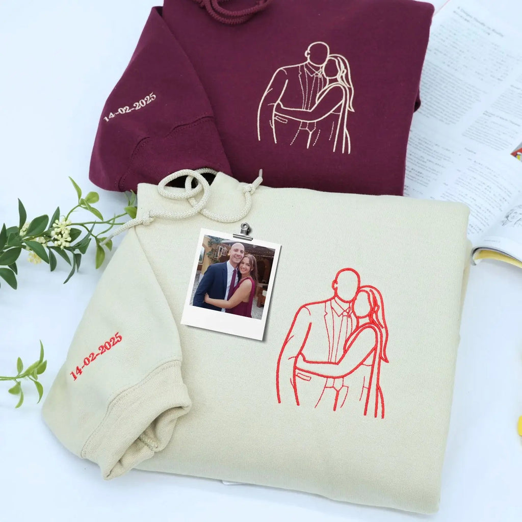 Custom Embroidered Soulmate with Portrait Sweatshirt or Hoodie, Soulmate Gifts for Him Her