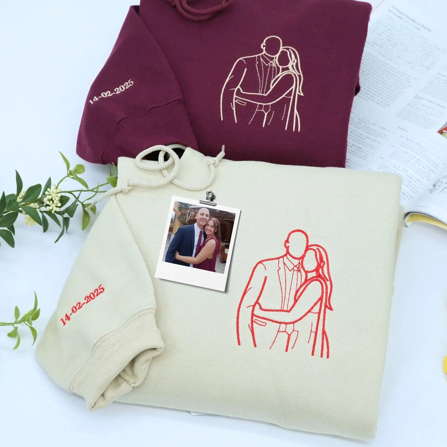 Custom Embroidered Soulmate with Portrait Sweatshirt or Hoodie, Soulmate Gifts for Him Her