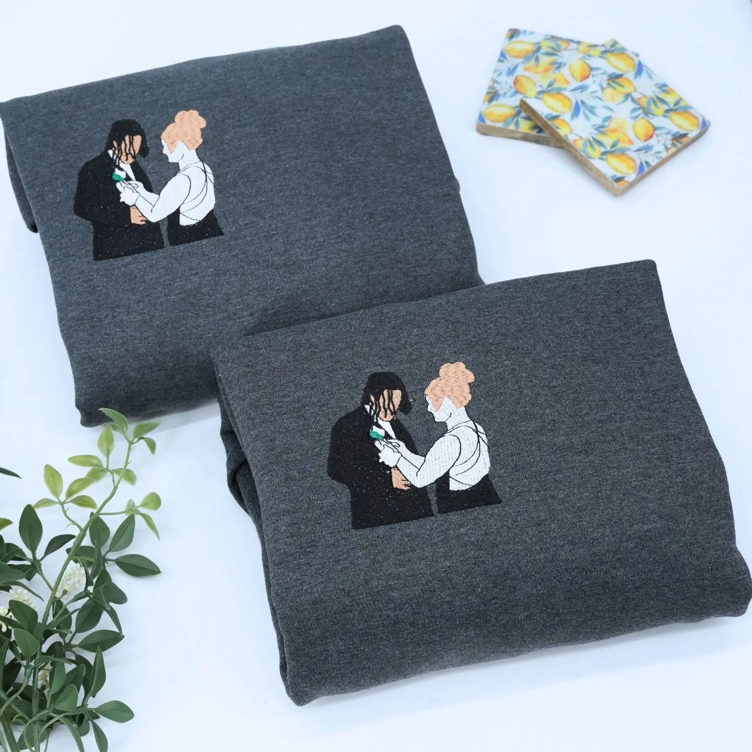 Custom Embroidered Soulmate with Portrait Sweatshirt or Hoodie, Soulmate Gifts for Him Her