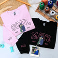 Custom Embroidered Soulmate with Portrait Sweatshirt or Hoodie, Soulmate Gifts for Him Her