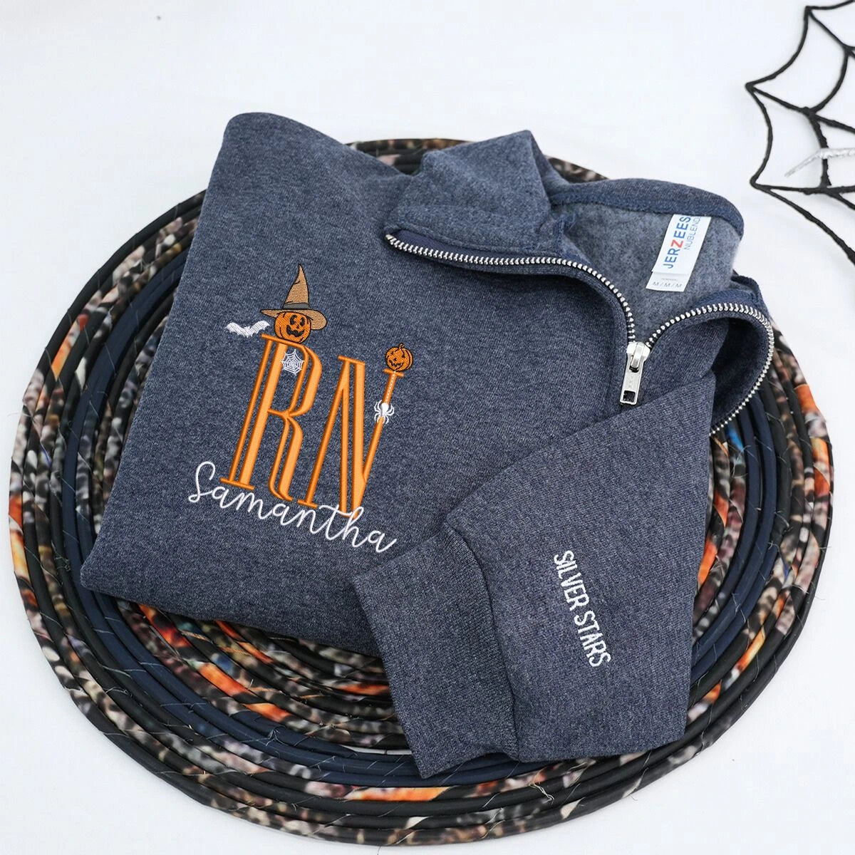 Custom Halloween Nurse Quarter Zip Sweatshirt, Embroidered Halloween Gift for Nurse