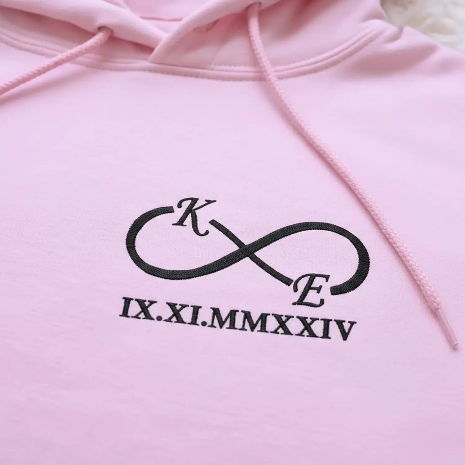 Custom Embroidered Infinity Sweatshirt or Hoodie with Initials, Personalized Wedding Anniversary Gifts for Wife