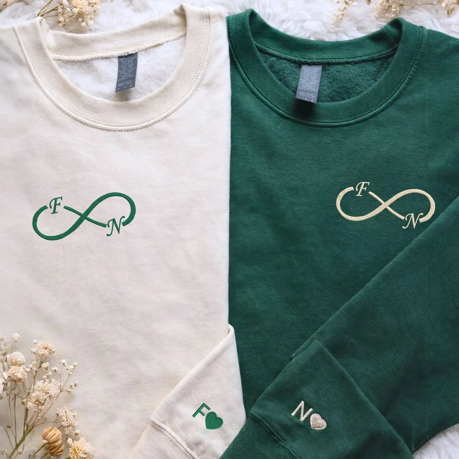 Custom Embroidered Infinity Sweatshirt or Hoodie with Initials, Personalized Wedding Anniversary Gifts for Wife