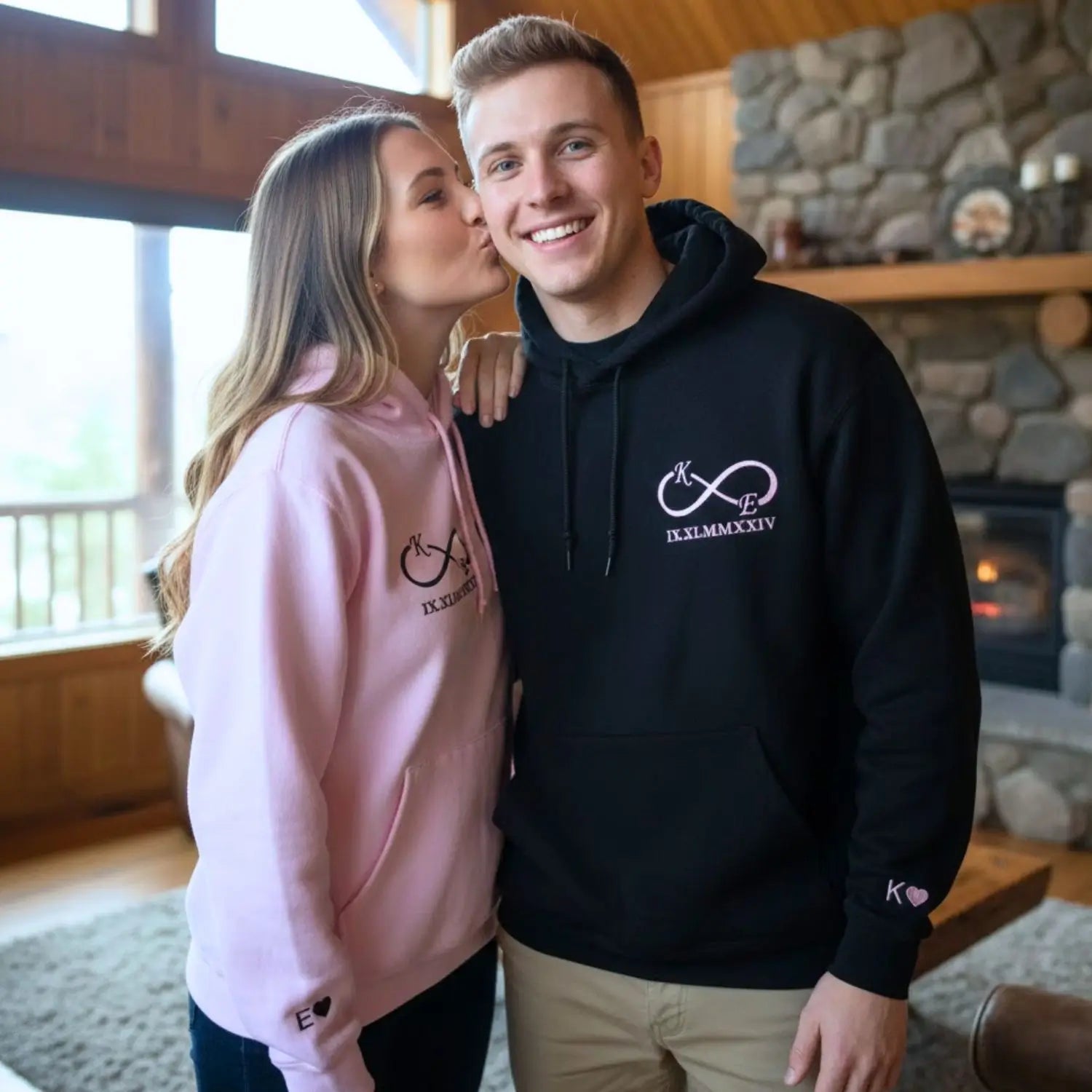 Custom Embroidered Infinity Sweatshirt or Hoodie with Initials, Personalized Wedding Anniversary Gifts for Wife
