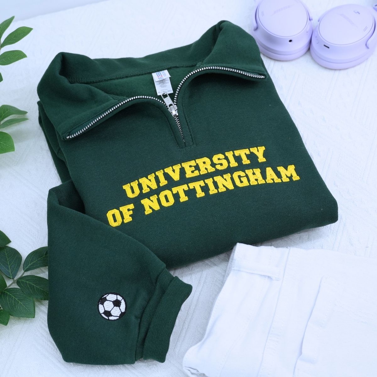 Custom Quarter Zip Embroidered Text Logo Sweatshirt