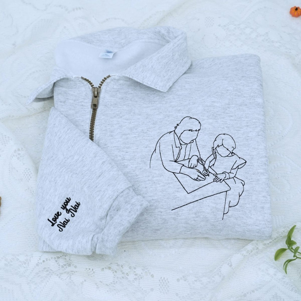 Custom Quarter Zip Embroidered Text Logo Sweatshirt