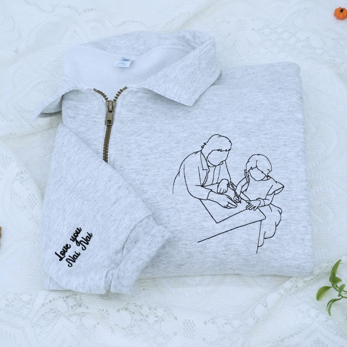 Custom Quarter Zip Embroidered Text Logo Sweatshirt