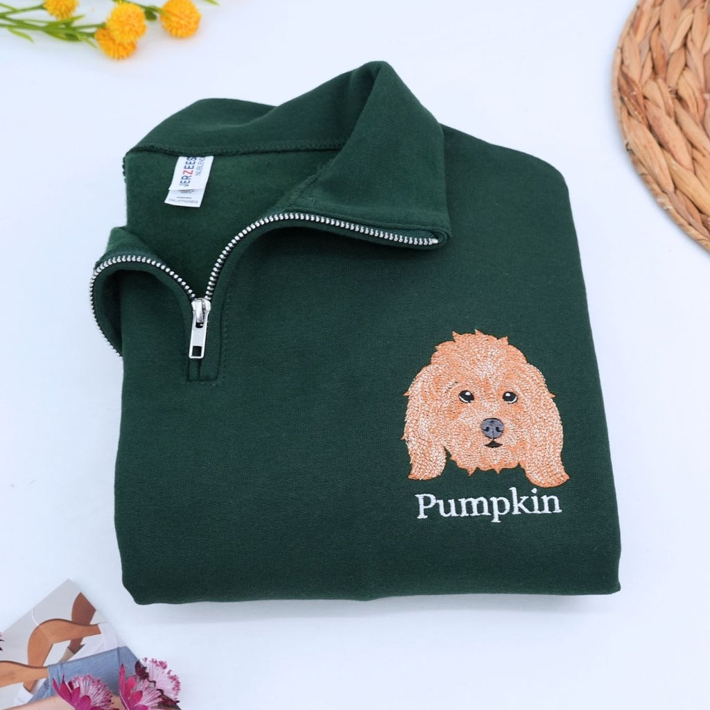 Custom Quarter Zip Embroidered Text Logo Sweatshirt