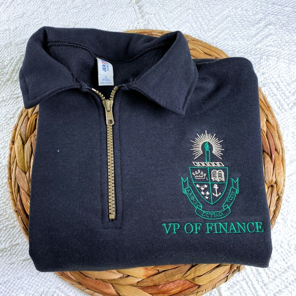 Custom Quarter Zip Embroidered Text Logo Sweatshirt