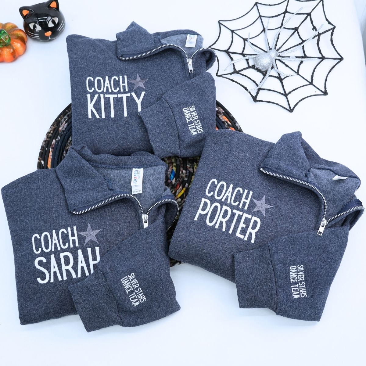 Custom Quarter Zip Embroidered Text Logo Sweatshirt