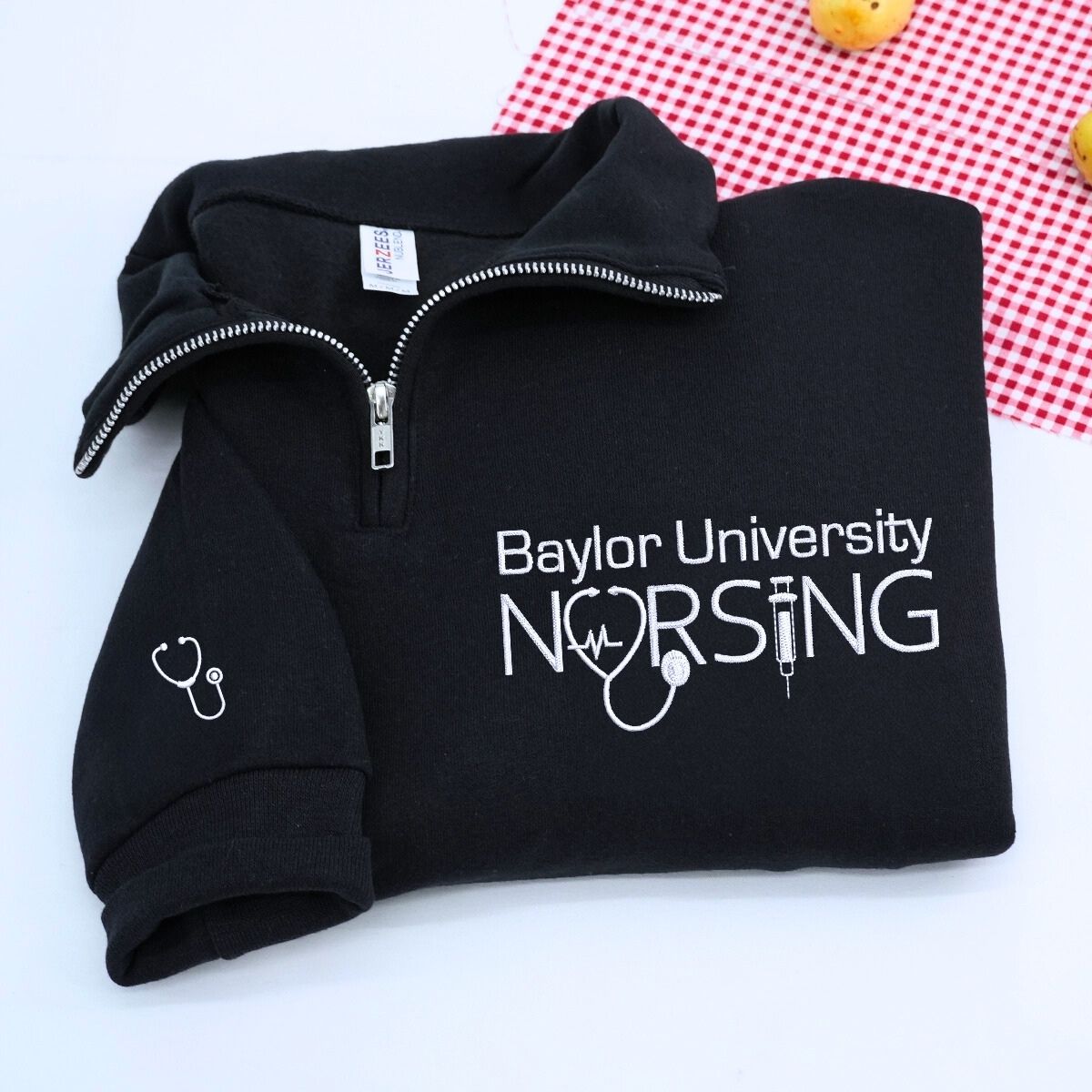 Custom University College Embroidered Nurse Quarter Zip Sweatshirt, Gifts for Nursing Graduates