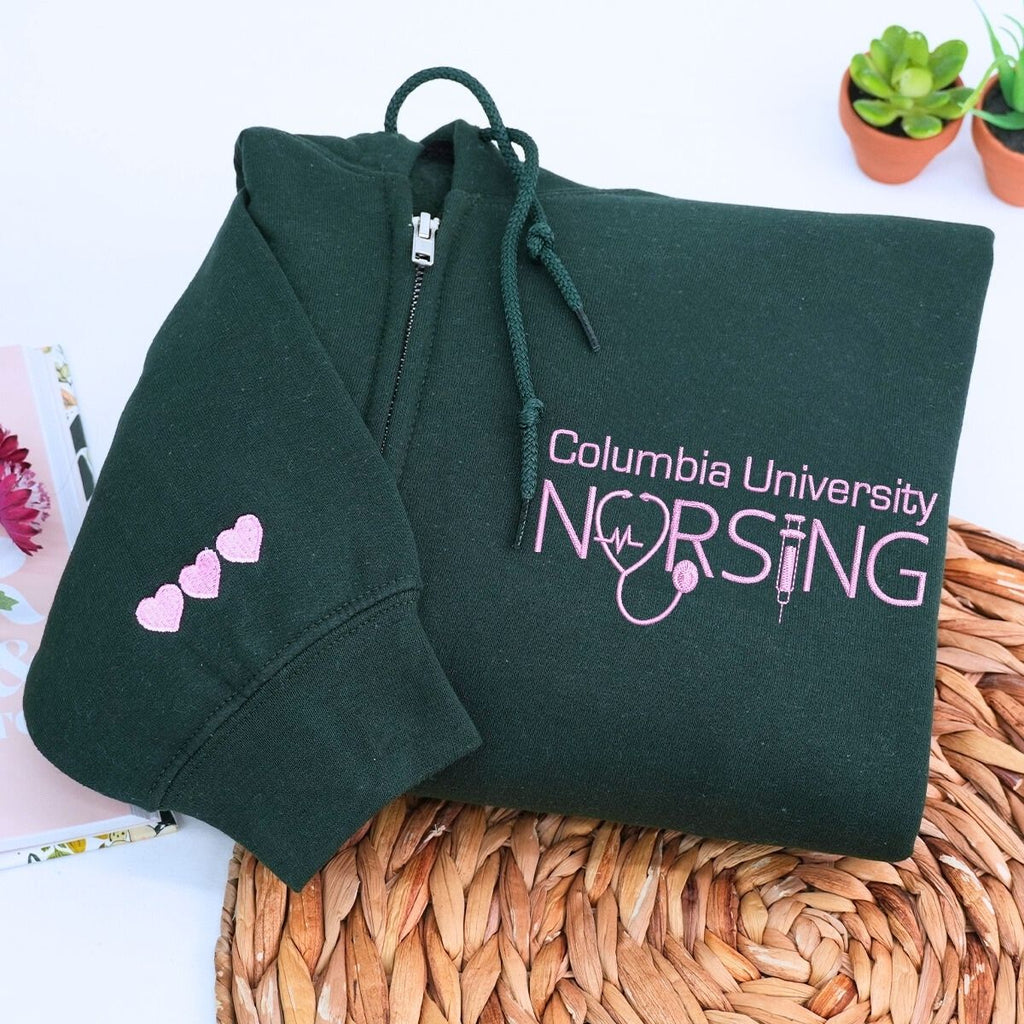 Custom University College Embroidered Nurse Quarter Zip Sweatshirt, Gifts for Nursing Graduates