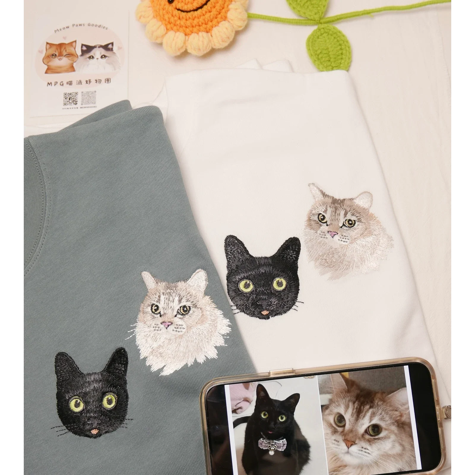 Custom Pet Face Embroidered Hoodie - Dog & Cat
