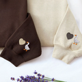 Custom Embroidered Heart Goose on Sleeve Sweatshirt or Hoodie, His and Hers Matching Outfits Gift